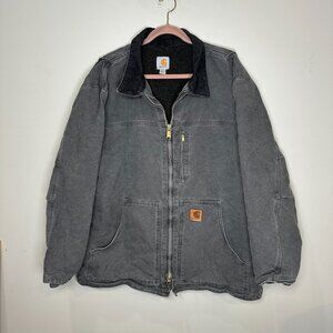 Carhartt Canvas Lined Work Jacket Coat Men's Size XL C61 GVL Gravel Gray Sherpa